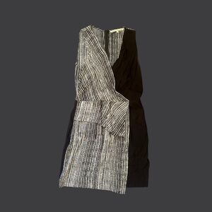 B&W Colorblock Silk-like Dress